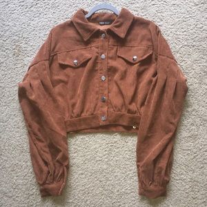 Corduroy Drop Sleeve Cropped Jacket